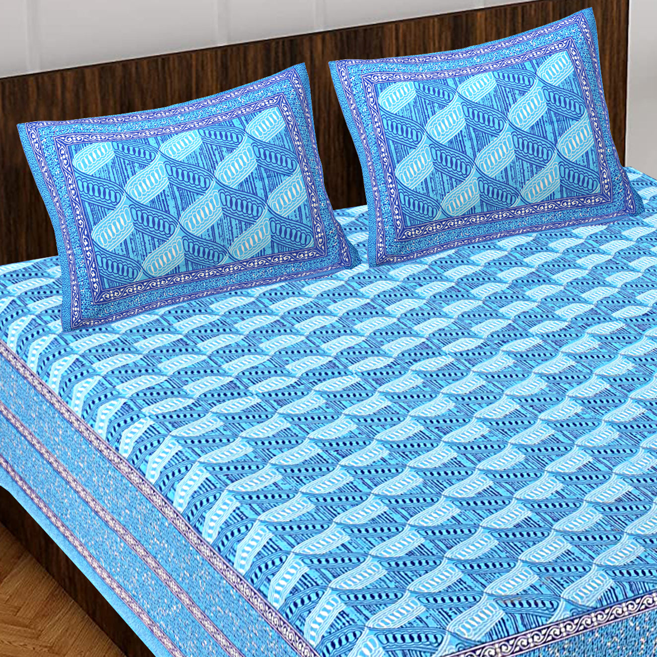 100% Cotton Cotton Queen Size Bedsheet With 2 Pillow Cover