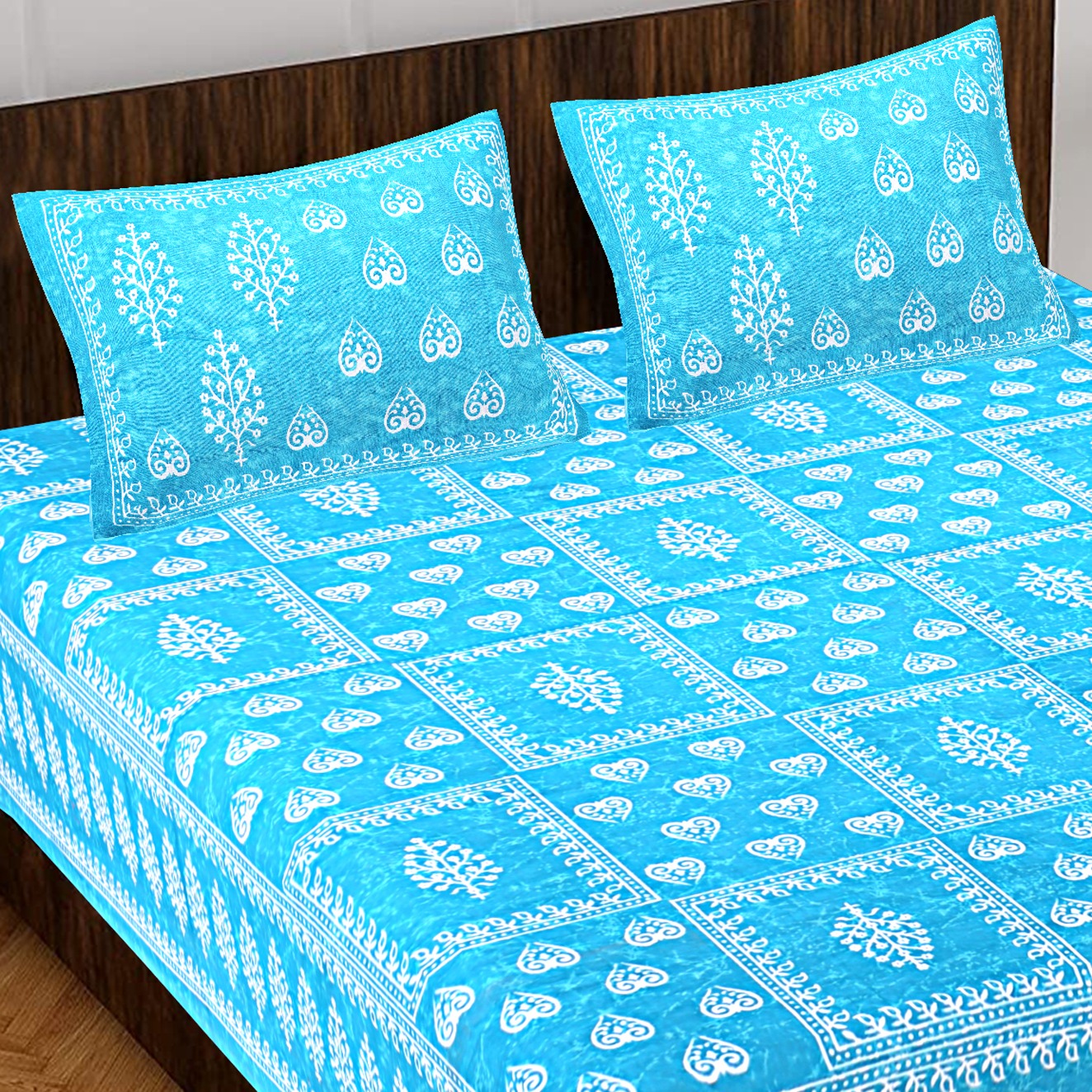 Trendy Bedsheet 100% Cotton Queen Size Bedsheet With 2 Pillow Cover