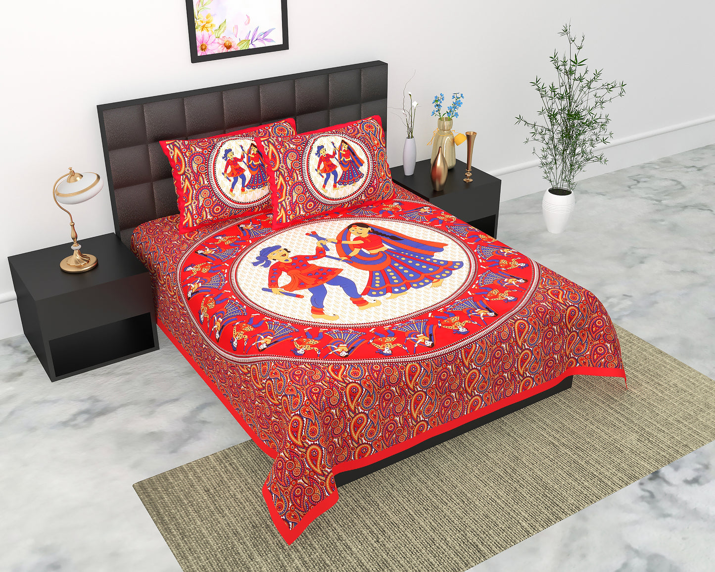 Trendy Bedsheet 100% Cotton Queen Size Bedsheet With 2 Pillow Cover Set