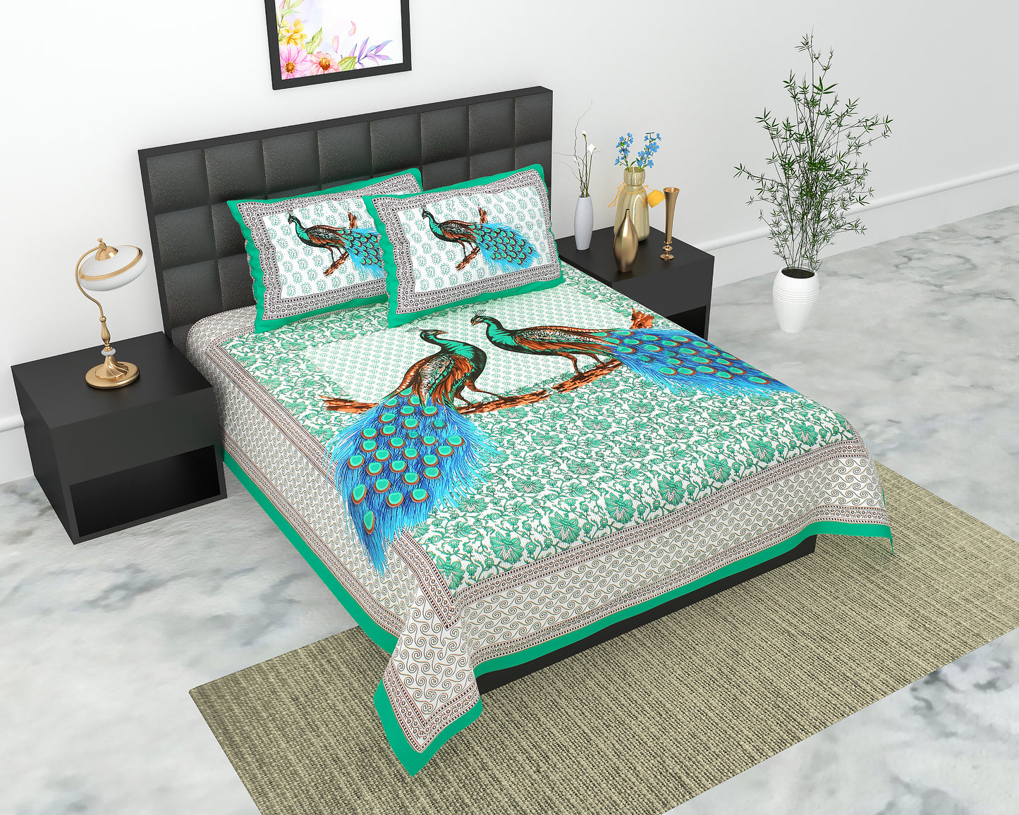 Trendy Bedsheet 100% Cotton Queen Size Bedsheet With 2 Pillow Cover Set