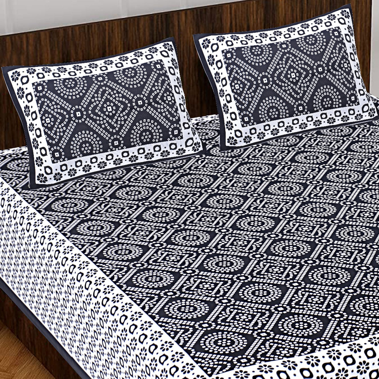 100% Cotton Cotton Queen Size Bedsheet With 2 Pillow Cover