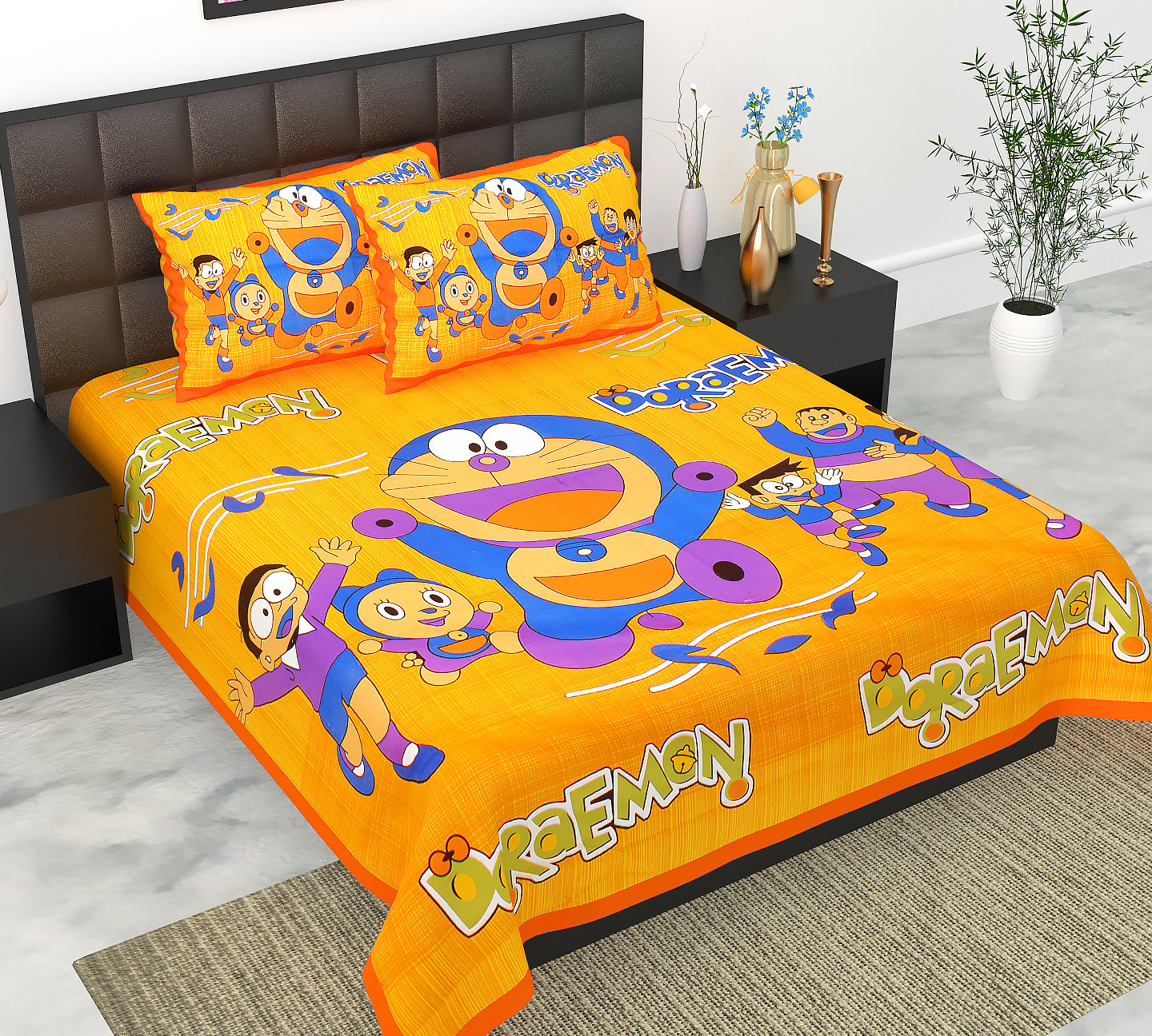 Trendy Bedsheet 100% Cotton Queen Size Bedsheet With 2 Pillow Cover Set