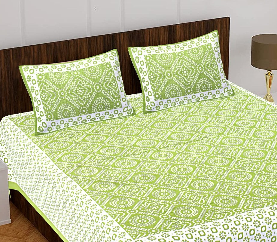 100% Cotton Cotton Queen Size Bedsheet With 2 Pillow Cover