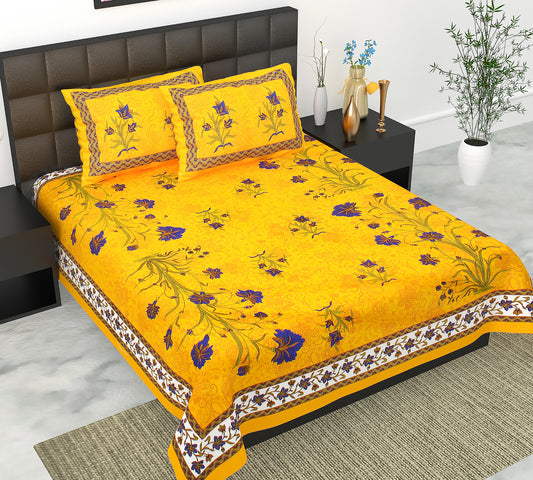 Trendy Bedsheet 100% Cotton Queen Size Bedsheet With 2 Pillow Cover Set