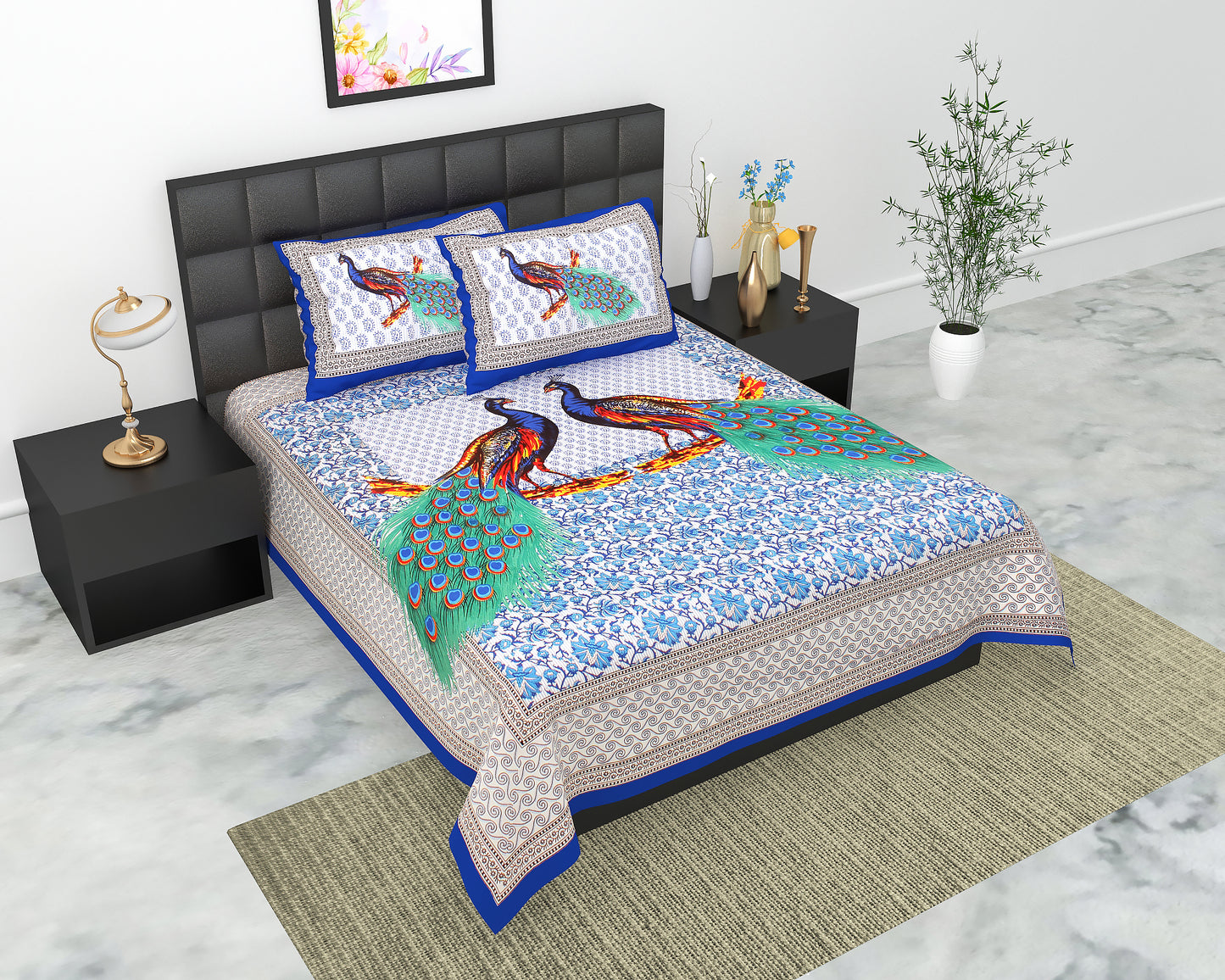 Trendy Bedsheet 100% Cotton Queen Size Bedsheet With 2 Pillow Cover Set