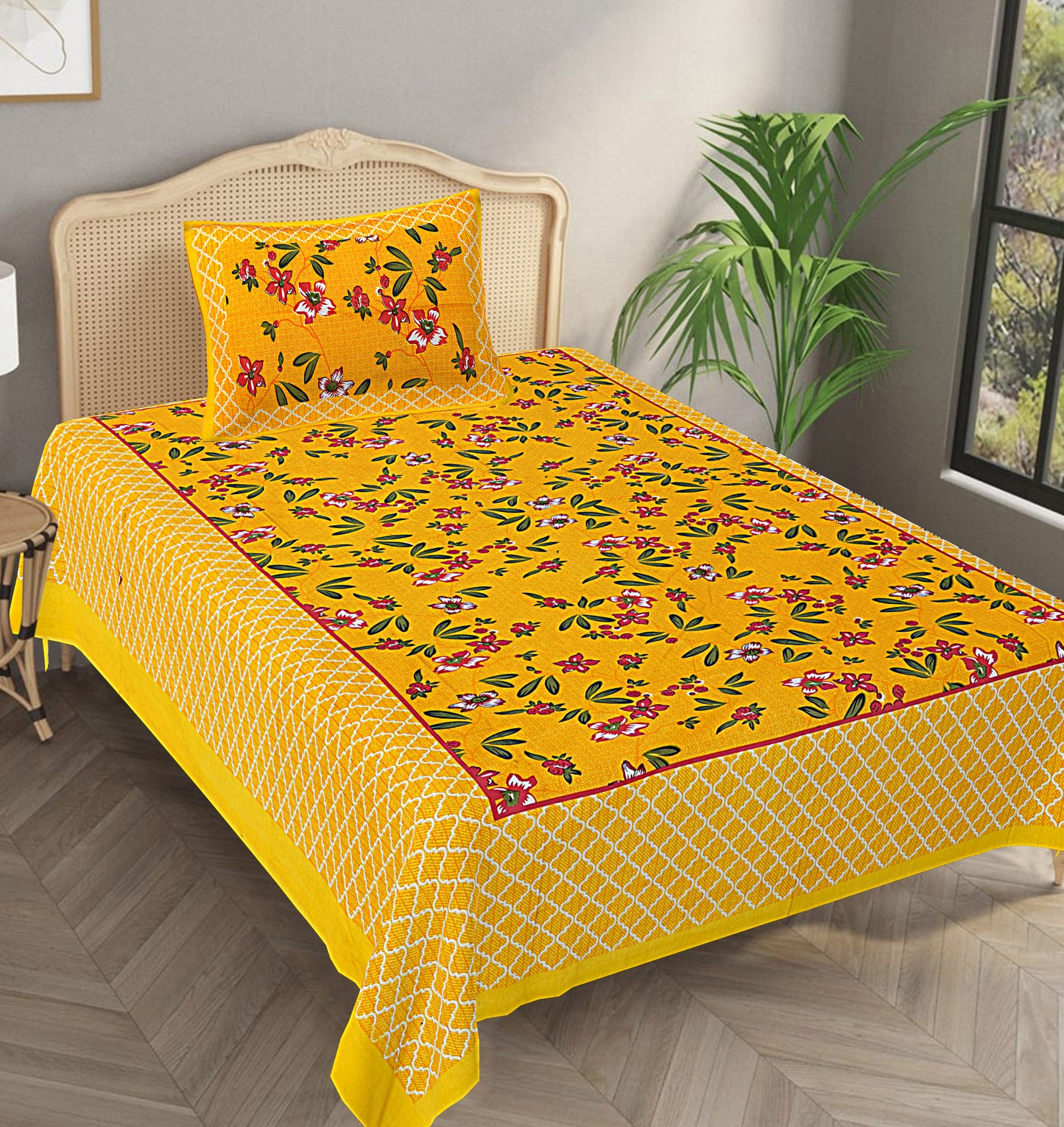 Jaipuri 100% Cotton Single Bedsheet