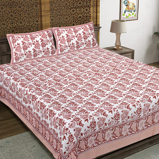 100% Cotton King Size Bedsheet with 2 Pillow Cover
