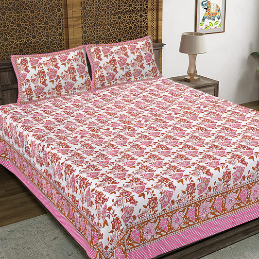 100% Cotton King Size Bedsheet with 2 Pillow Cover