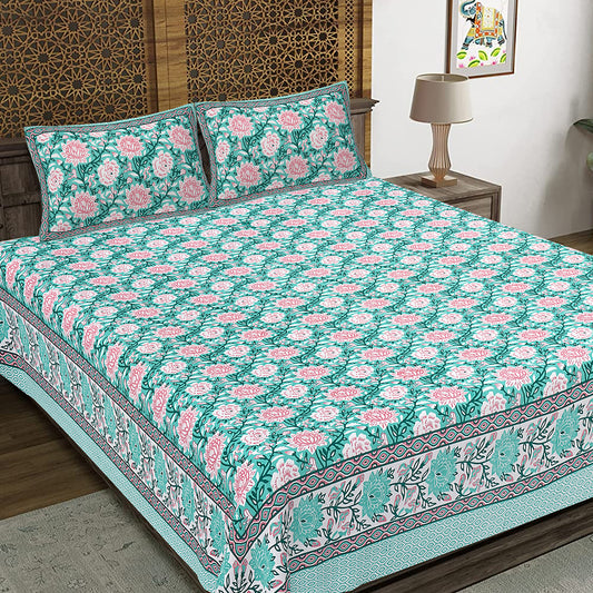 100% Cotton King Size Bedsheet with 2 Pillow Cover