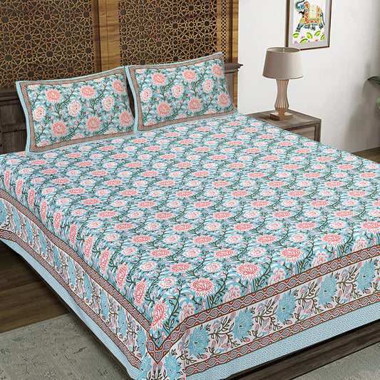100% Cotton King Size Bedsheet with 2 Pillow Cover