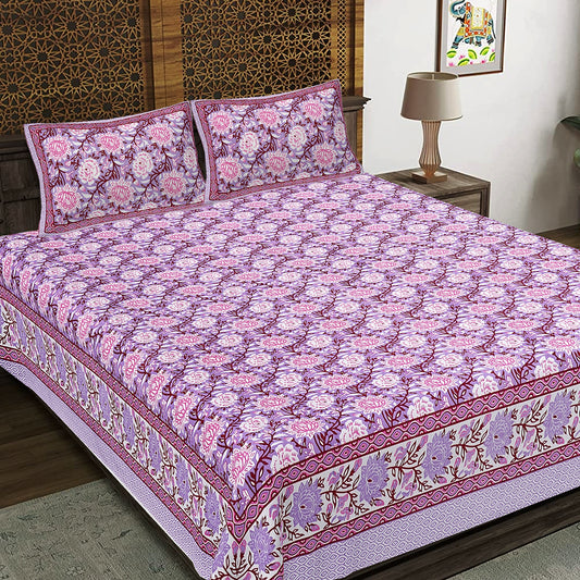 100% Cotton King Size Bedsheet with 2 Pillow Cover