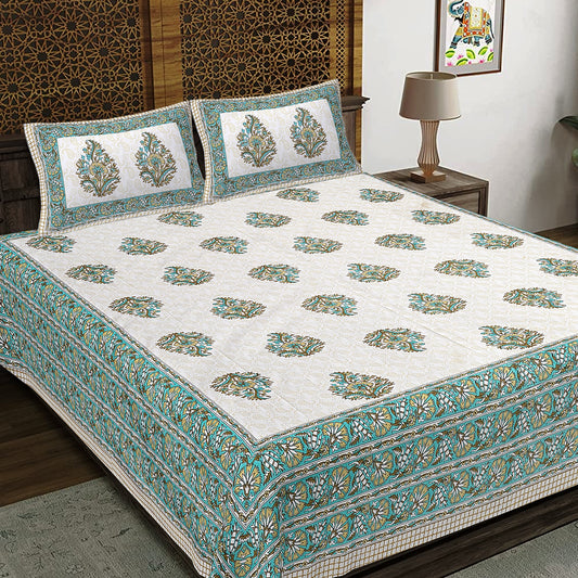 100% Cotton King Size Bedsheet with 2 Pillow Cover