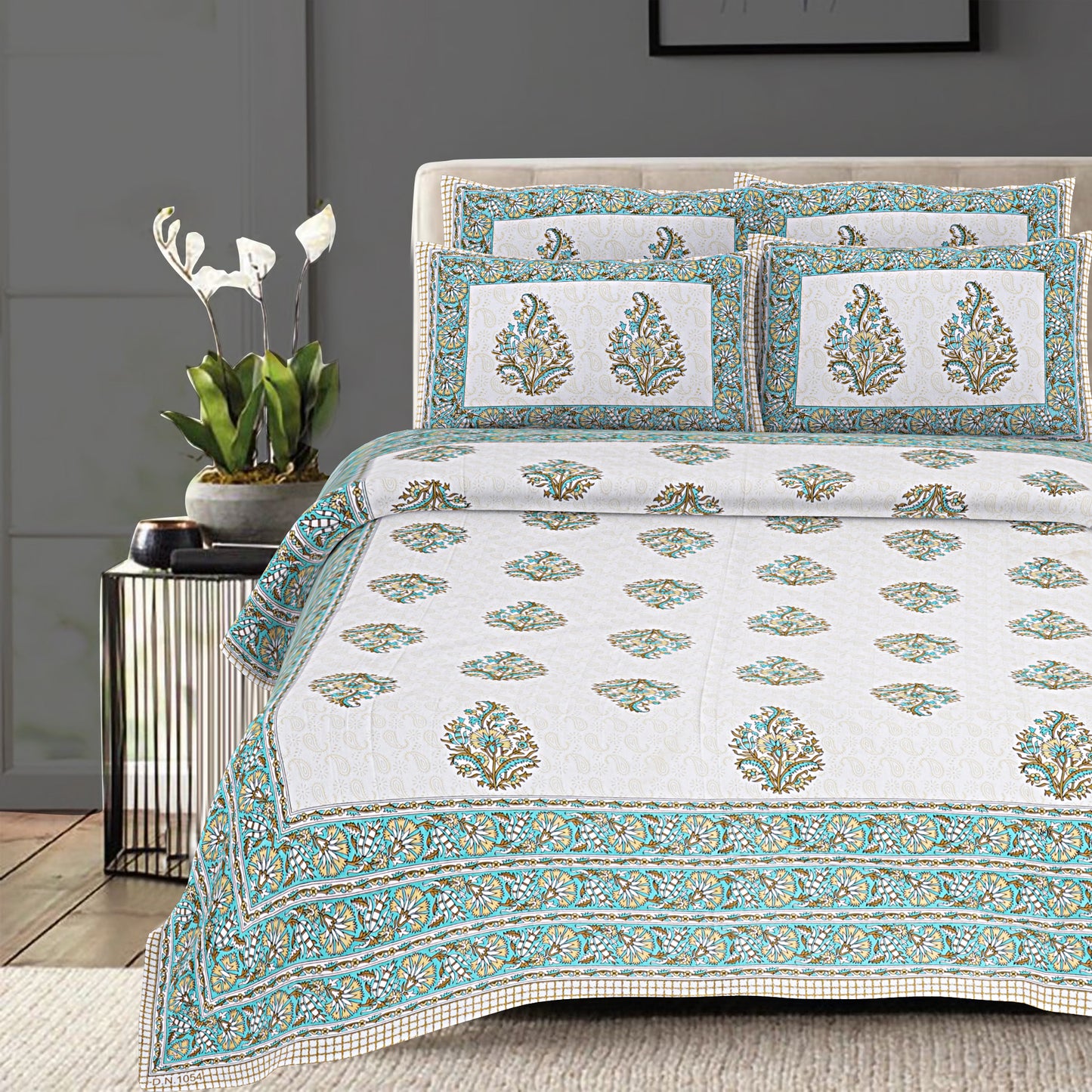 100% Cotton King Size Bedsheet with 2 Pillow Cover