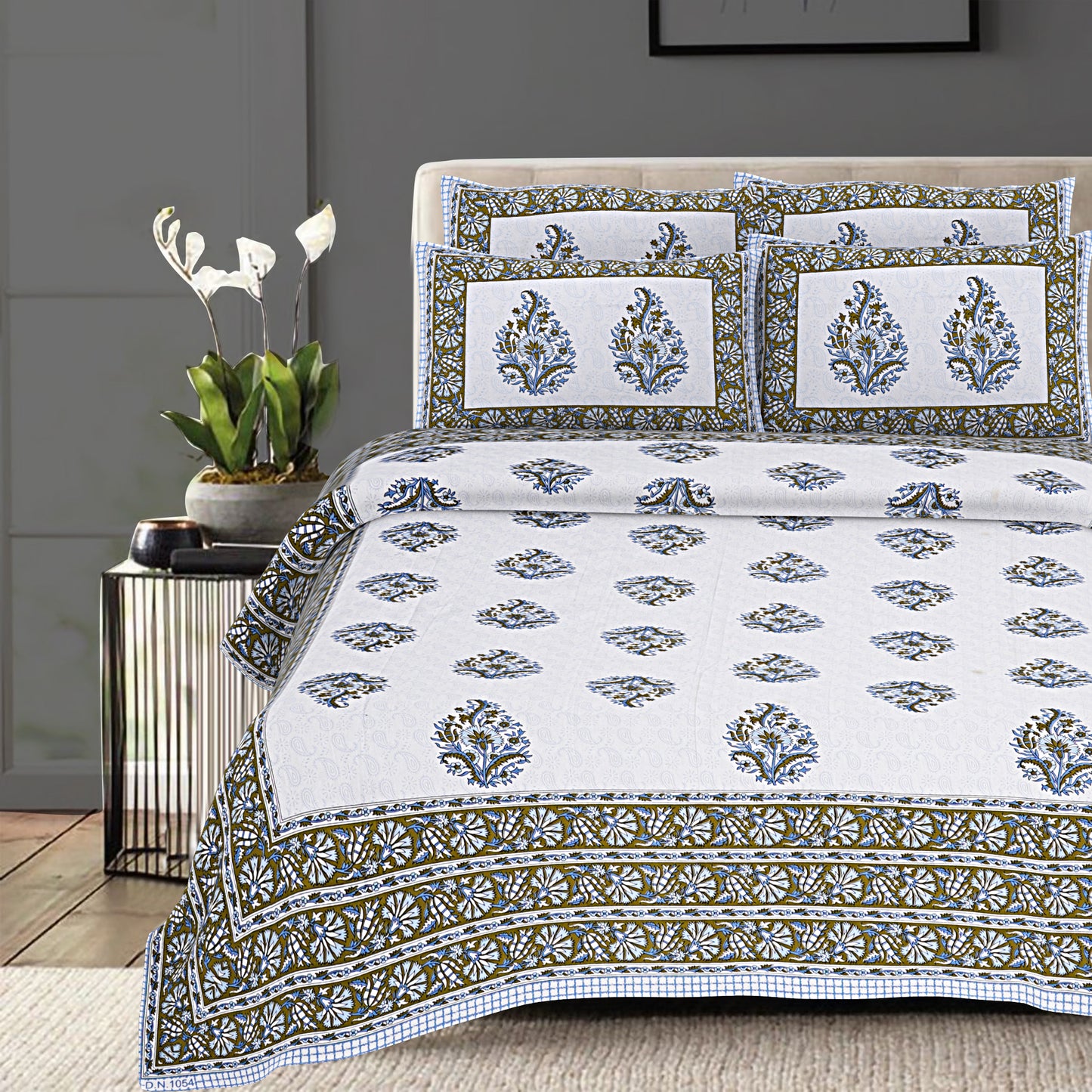 100% Cotton King Size Bedsheet with 2 Pillow Cover