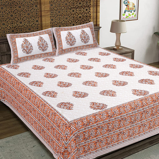100% Cotton King Size Bedsheet with 2 Pillow Cover