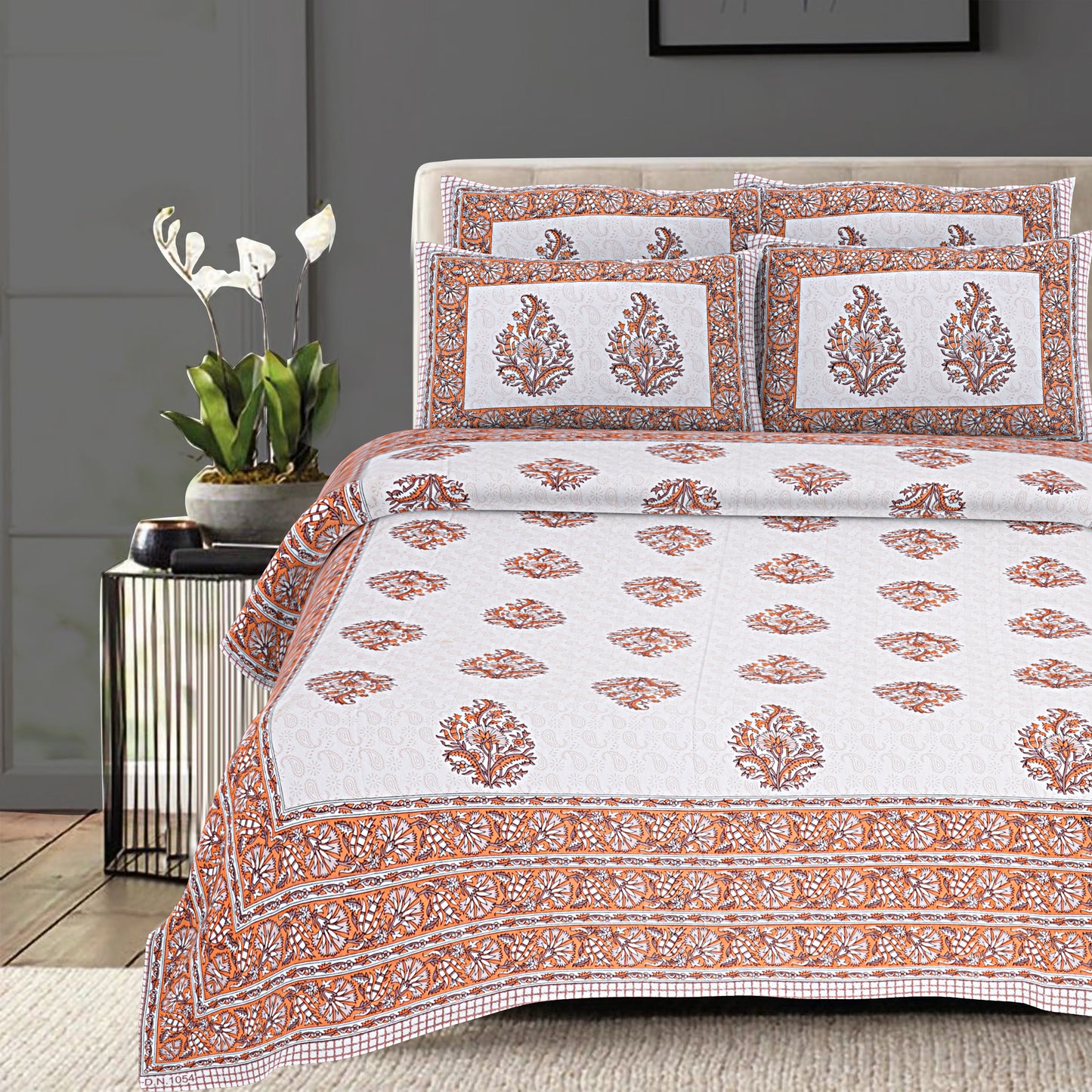 100% Cotton King Size Bedsheet with 2 Pillow Cover