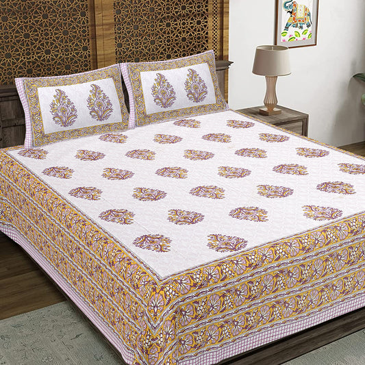 100% Cotton King Size Bedsheet with 2 Pillow Cover