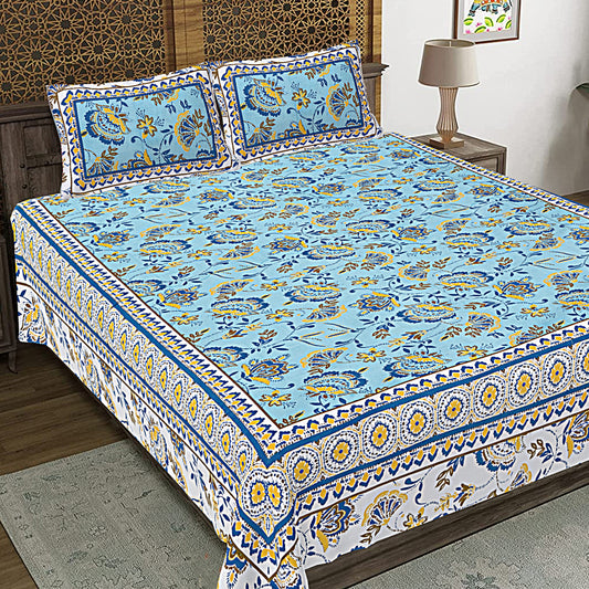 100% Cotton King Size Bedsheet with 2 Pillow Cover