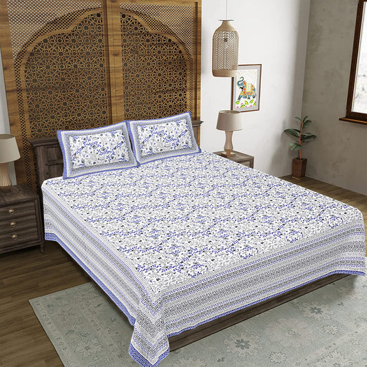 100% Cotton King Size Bedsheet with 2 Pillow Cover