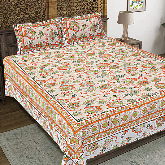 100% Cotton King Size Bedsheet with 2 Pillow Cover