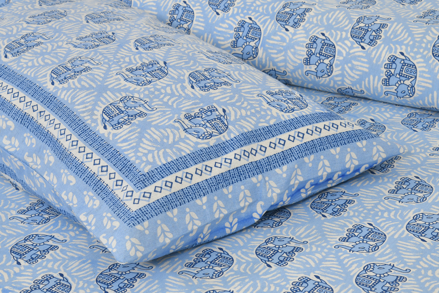 New Collection New Elephant prints  100% Cotton King Size Bedsheet with 2 Pillow Cover Set