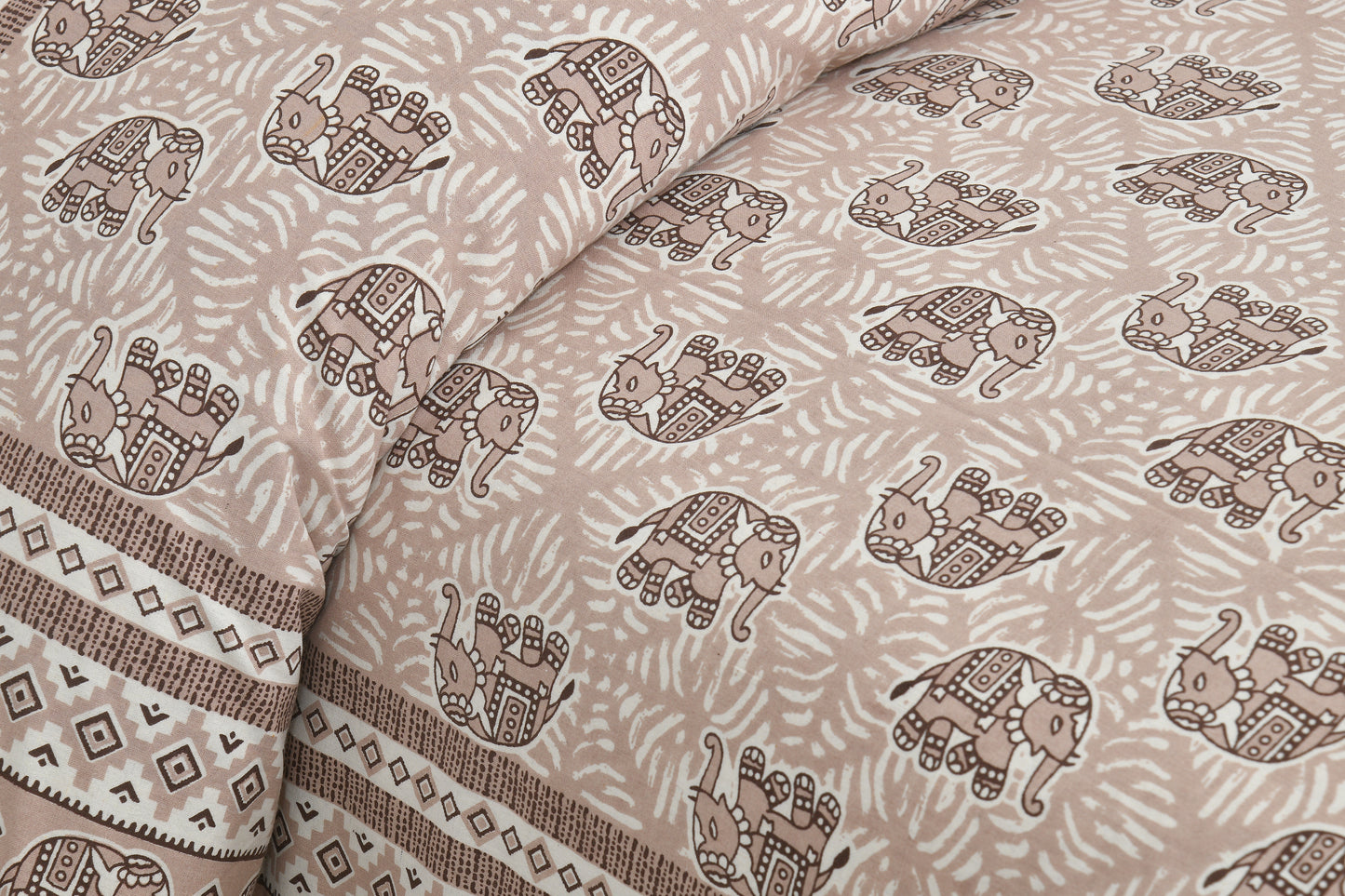 New Collection New Elephant prints  100% Cotton King Size Bedsheet with 2 Pillow Cover Set