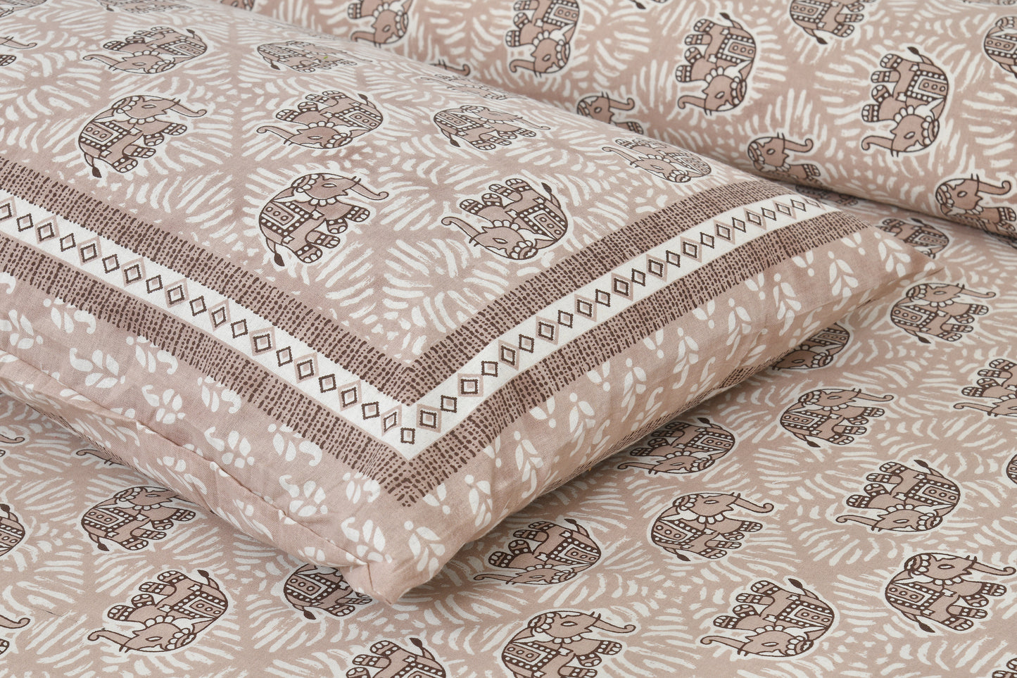 New Collection New Elephant prints  100% Cotton King Size Bedsheet with 2 Pillow Cover Set