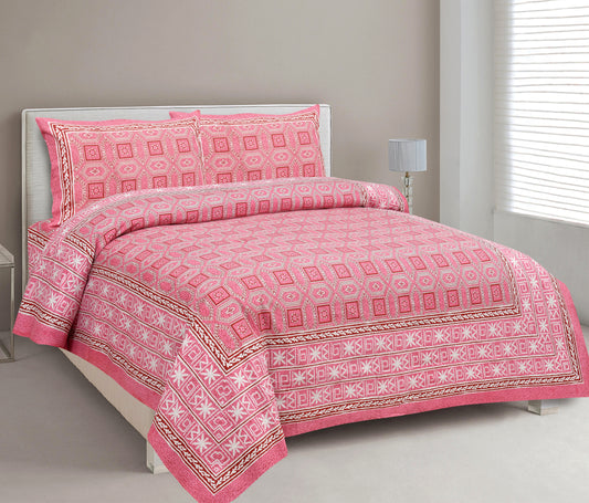100% Cotton King Size Bedsheet with 2 Pillow Cover