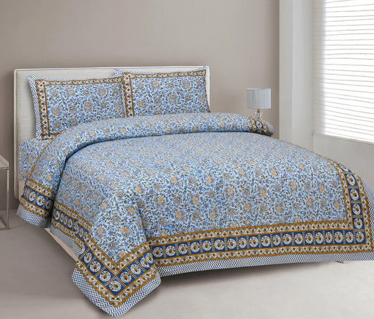 100% Cotton King Size Bedsheet with 2 Pillow Cover