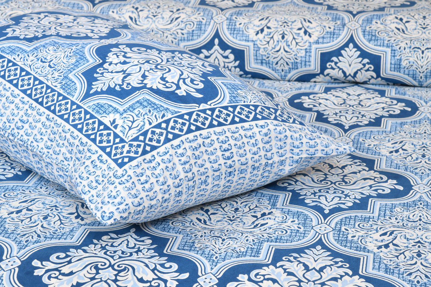 100% Cotton 1 Rajasthani Traditional King Size Bedsheet with 2 Pillow Cover