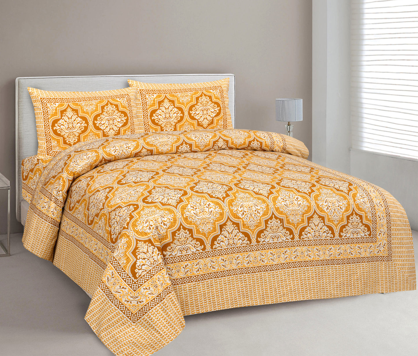 100% Cotton 1 Rajasthani Traditional King Size Bedsheet with 2 Pillow Cover
