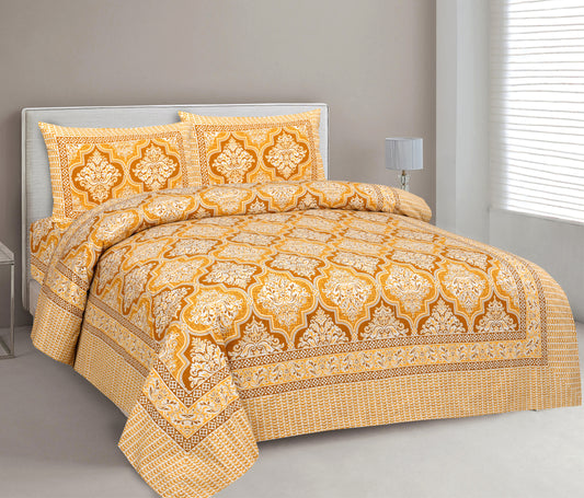 100% Cotton 1 Rajasthani Traditional King Size Bedsheet with 2 Pillow Cover
