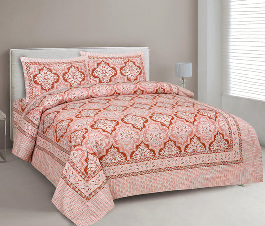 100% Cotton 1 Rajasthani Traditional King Size Bedsheet with 2 Pillow Cover