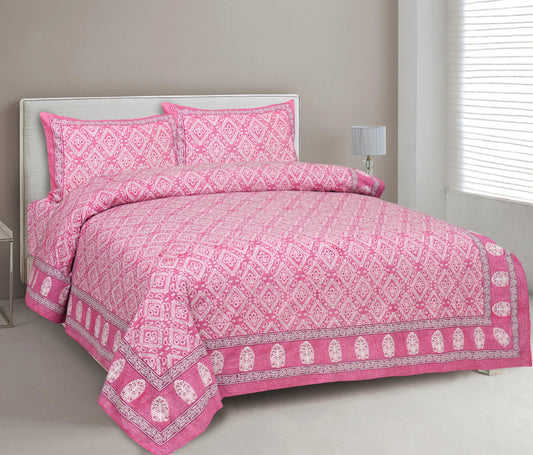 100% Cotton King Size Bedsheet with 2 Pillow Cover