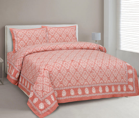 100% Cotton King Size Bedsheet with 2 Pillow Cover