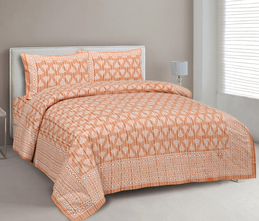 100% Cotton King Size Bedsheet with 2 Pillow Cover