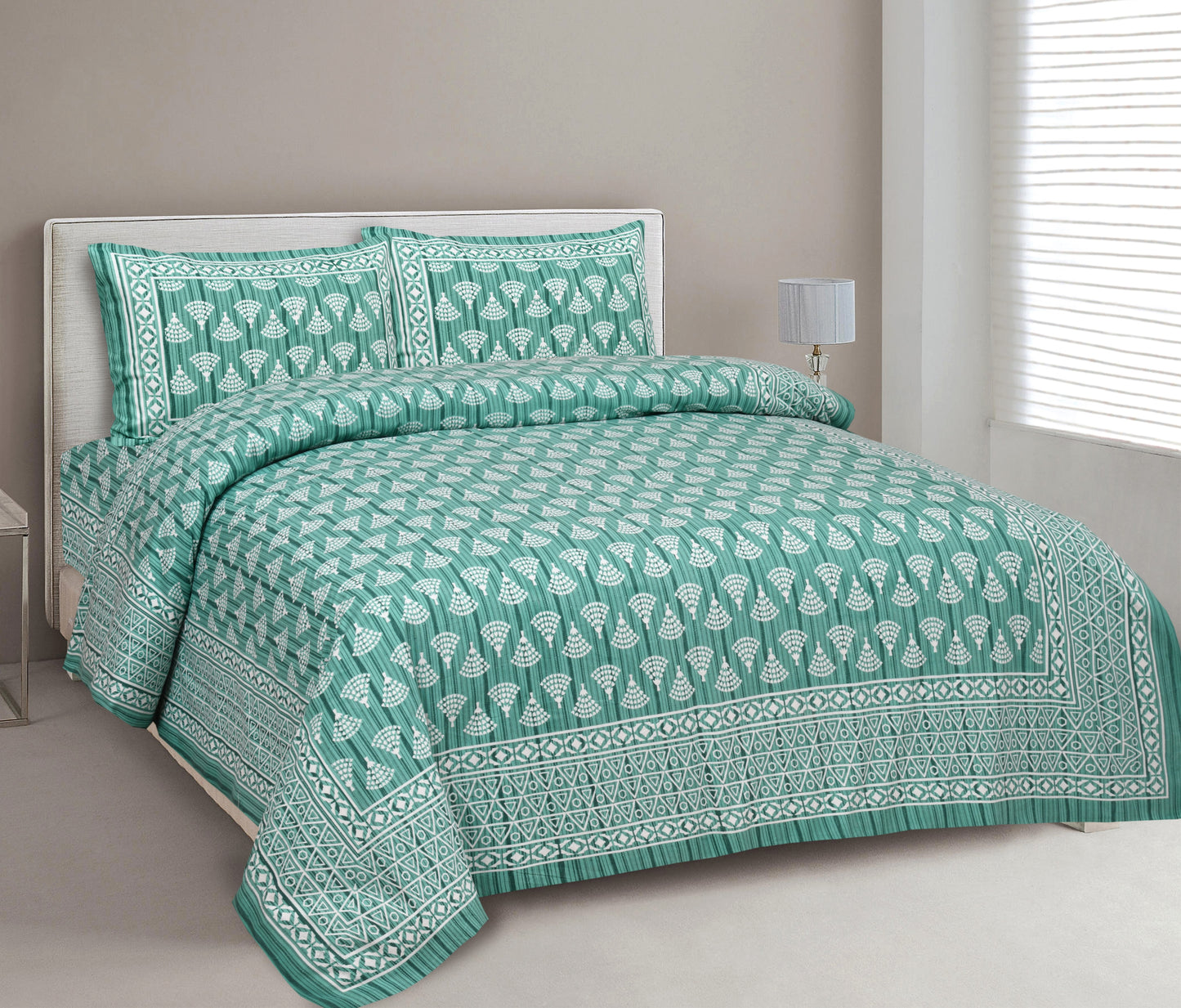 100% Cotton King Size Bedsheet with 2 Pillow Cover