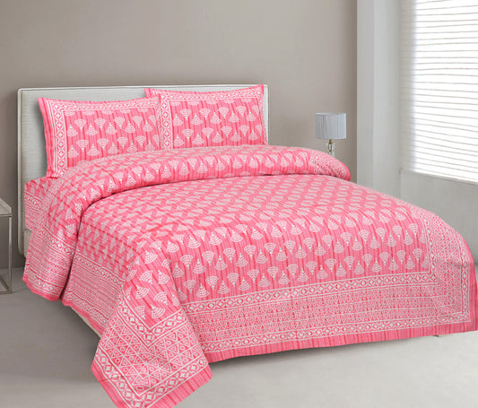 100% Cotton King Size Bedsheet with 2 Pillow Cover