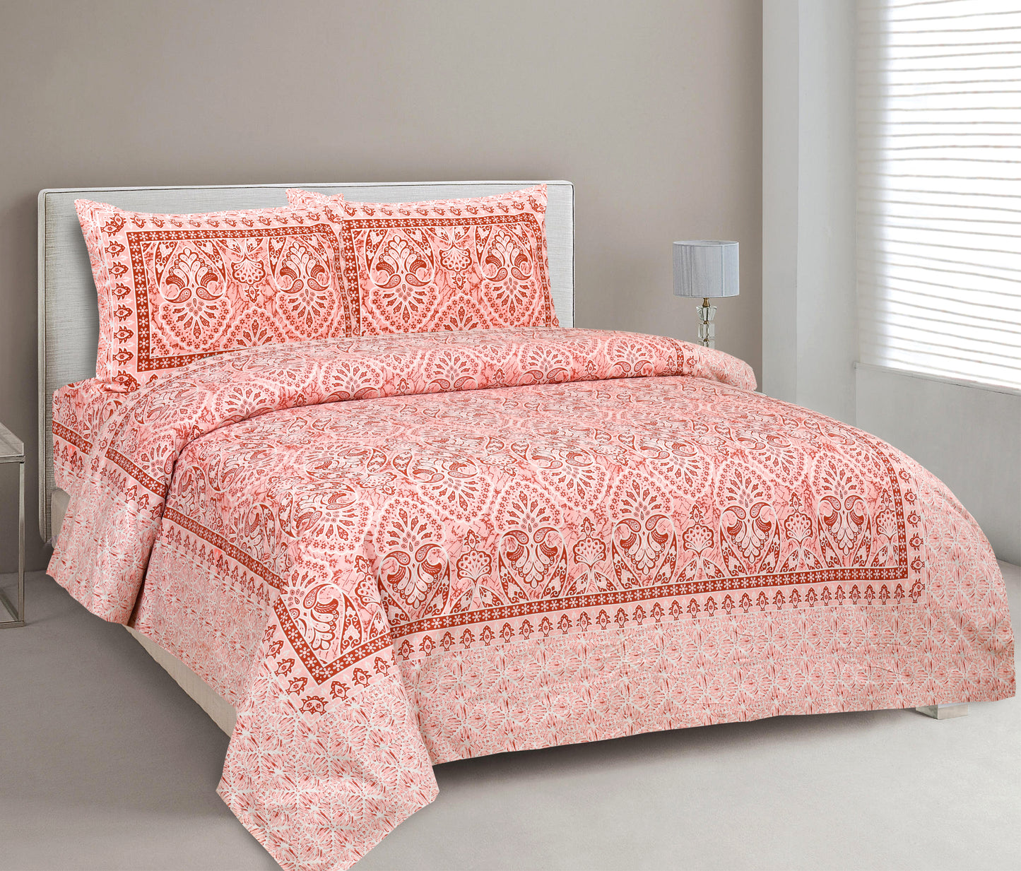 100% Cotton King Size Bedsheet with 2 Pillow Cover