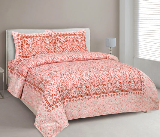 100% Cotton King Size Bedsheet with 2 Pillow Cover