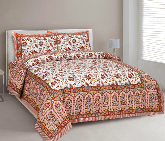 100% Cotton King Size Bedsheet with 2 Pillow Cover