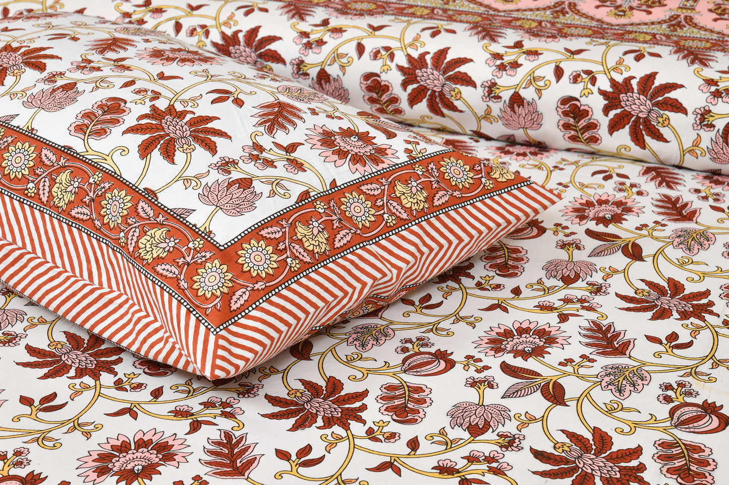 100% Cotton King Size Bedsheet with 2 Pillow Cover