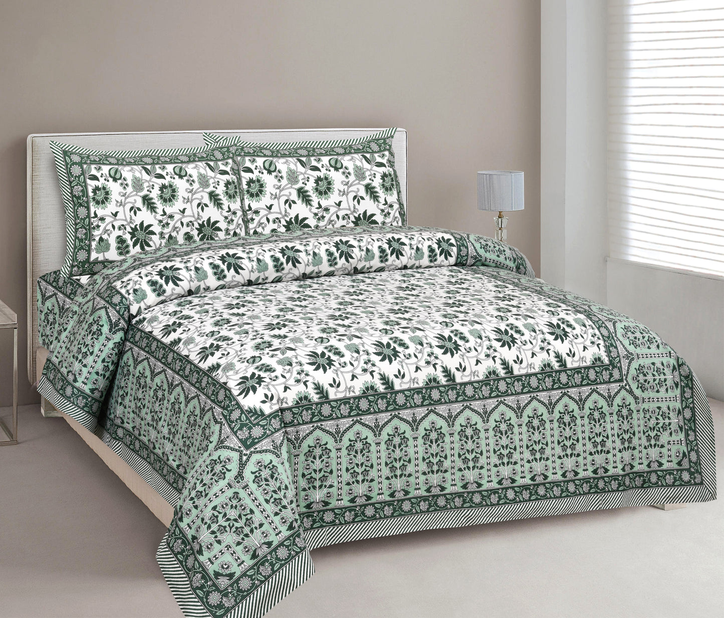 100% Cotton King Size Bedsheet with 2 Pillow Cover