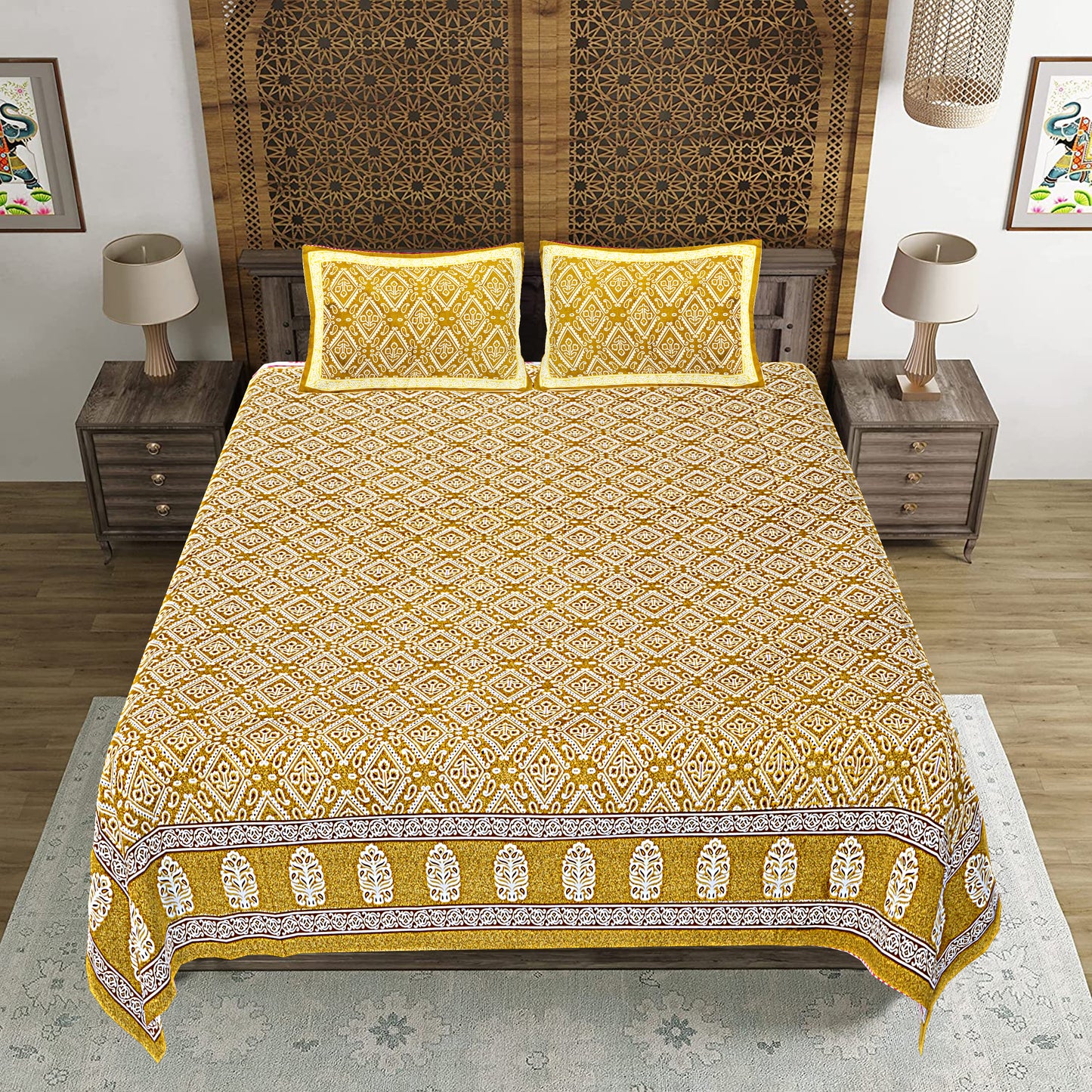 100% Cotton King Size Bedsheet with 2 Pillow Cover