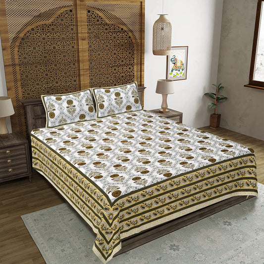 100% Cotton King Size Bedsheet with 2 Pillow Cover