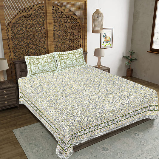 100% Cotton King Size Bedsheet with 2 Pillow Cover