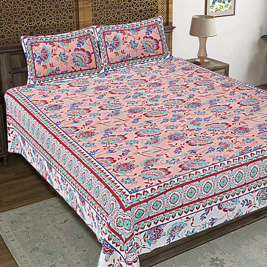 100% Cotton King Size Bedsheet with 2 Pillow Cover