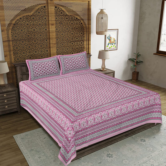 100% Cotton King Size Bedsheet with 2 Pillow Cover