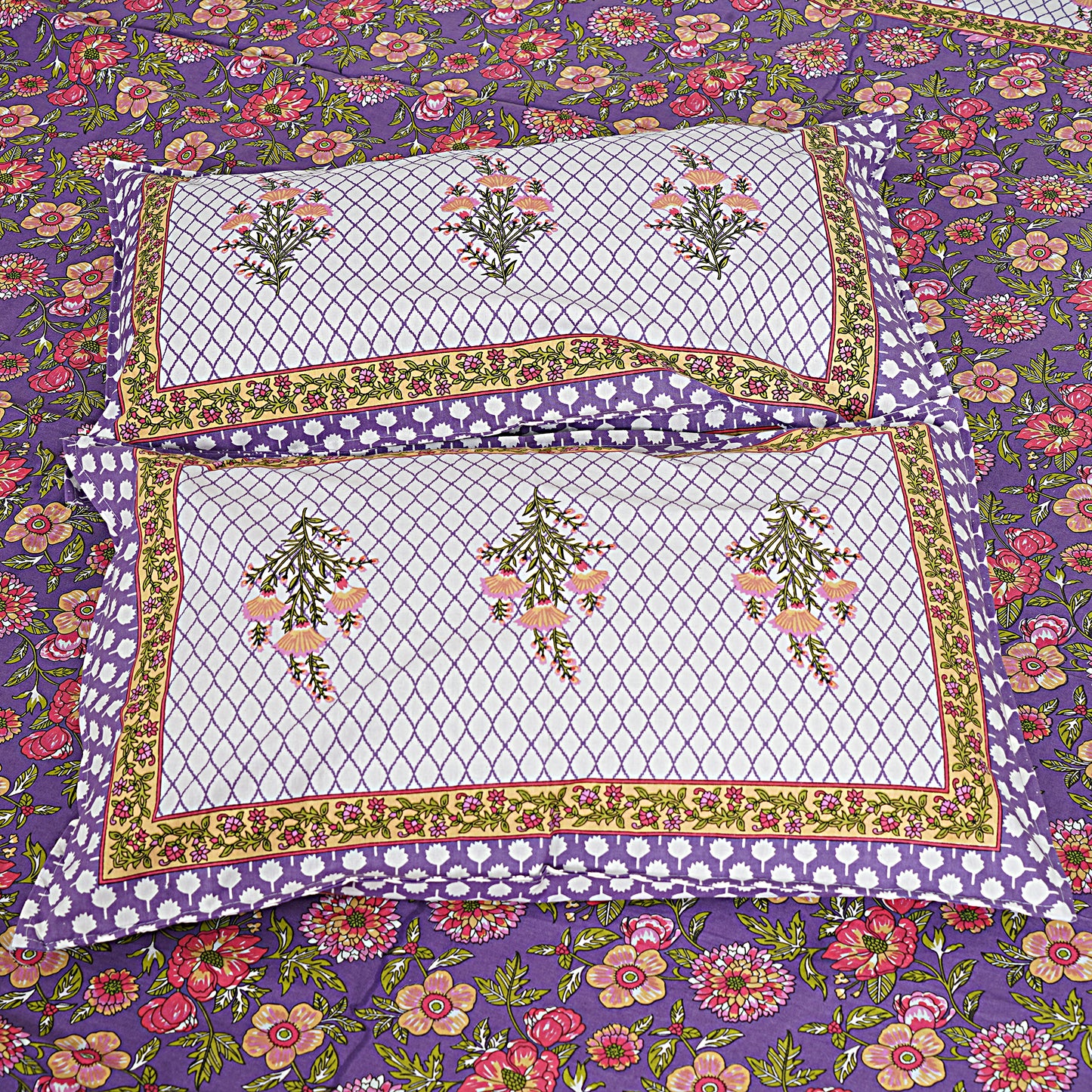 100% Cotton King Size Bedsheet with 2 Pillow Cover