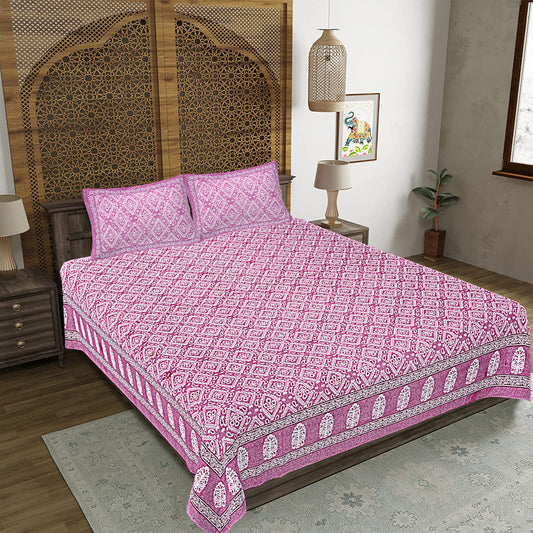 100% Cotton King Size Bedsheet with 2 Pillow Cover